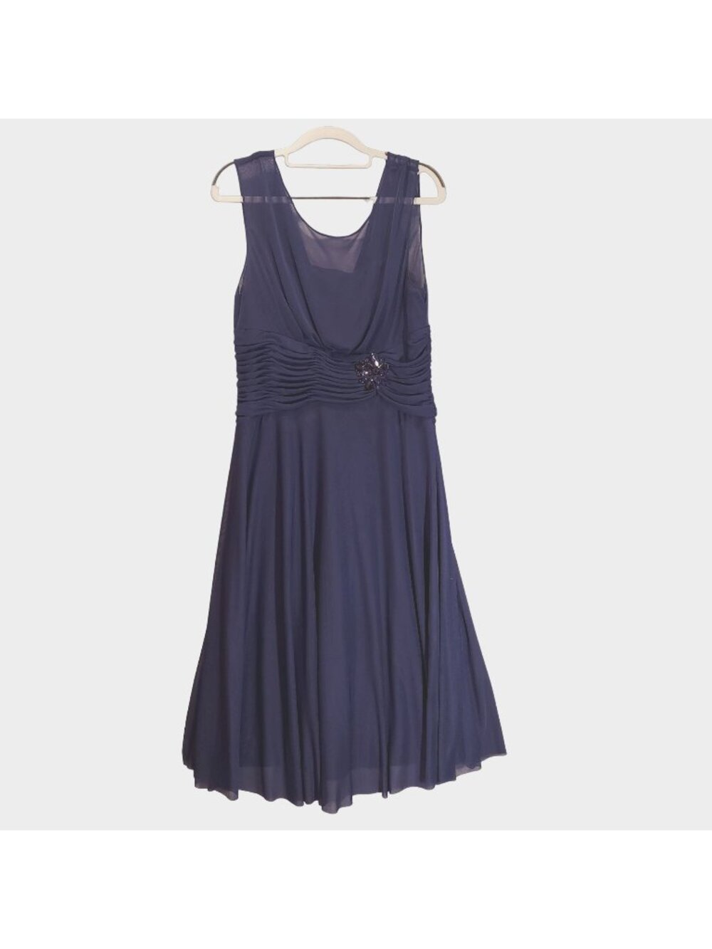 Jessica Howard Formal gown Womens 12 Midi Navy Blue scrunched waist wedding